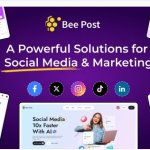 BeePost AI platform showcasing advanced social media management and content creation tools with a subscription system for businesses and creators.