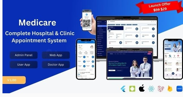 Medicare Hospital & Clinic Management System – Admin, Doctor, and User Apps for Streamlined Healthcare