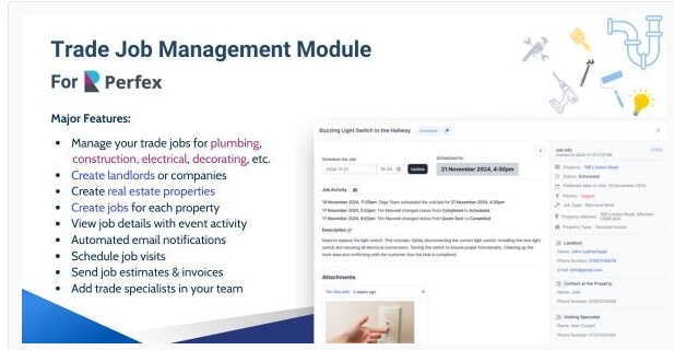 Screenshot of Trade Job Management Module for Perfex CRM