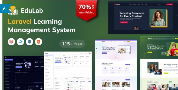 EduLab LMS - Laravel Learning Management System showcasing modern design and features using Tailwind CSS