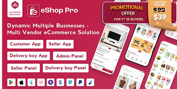 eShop Plus multi-vendor ecommerce solution for Flutter and Laravel