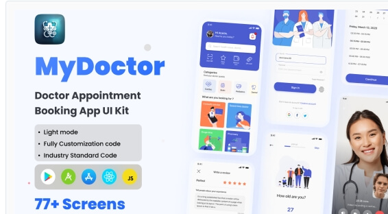 MyDoctor doctor appointment booking app built with React Native and Expo UI Kit