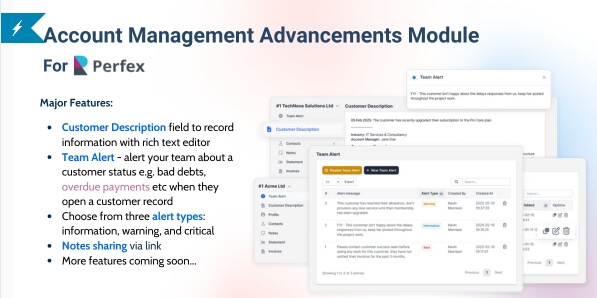 Account management advancements in Perfex CRM for improved efficiency and productivity.