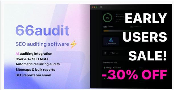 66Audit AI SEO Auditing Tool SaaS Dashboard and Features